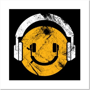 Happy Face Headphones Posters and Art